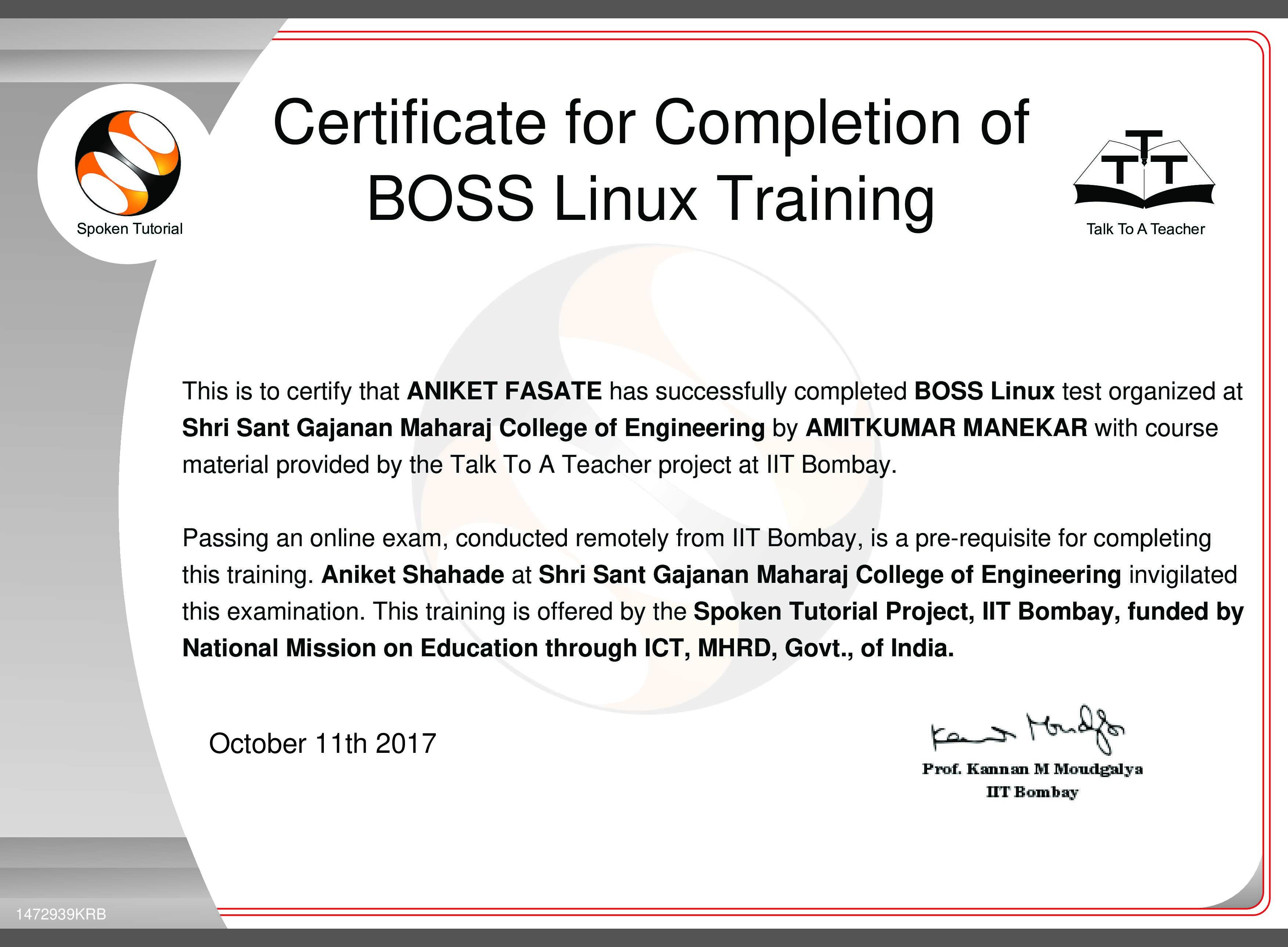 Second Certificate
